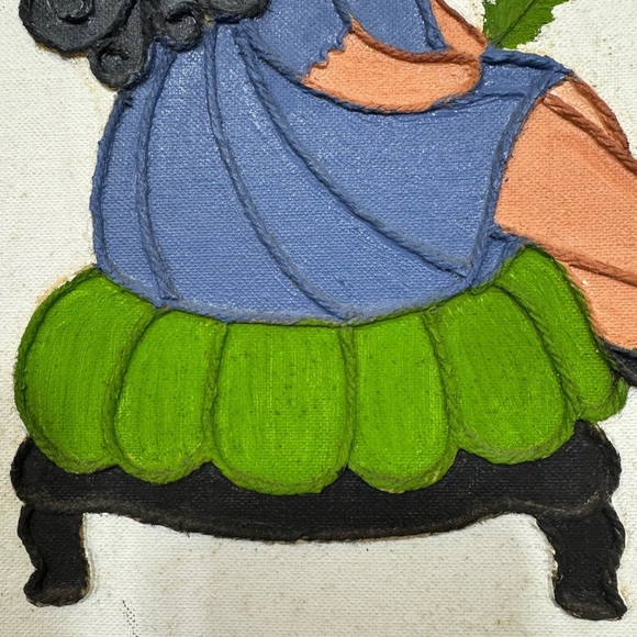 Framed Art Mixed Media Acrylic and Yarn on Canvas 17”x21” Small Painting - Picture 2 of 16